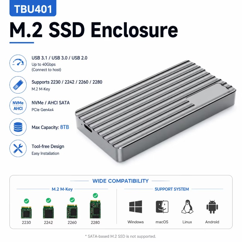Gabinete Externo Portátil de A - Usb4 40Gbps External Ssd 8Tb avaliação e preço